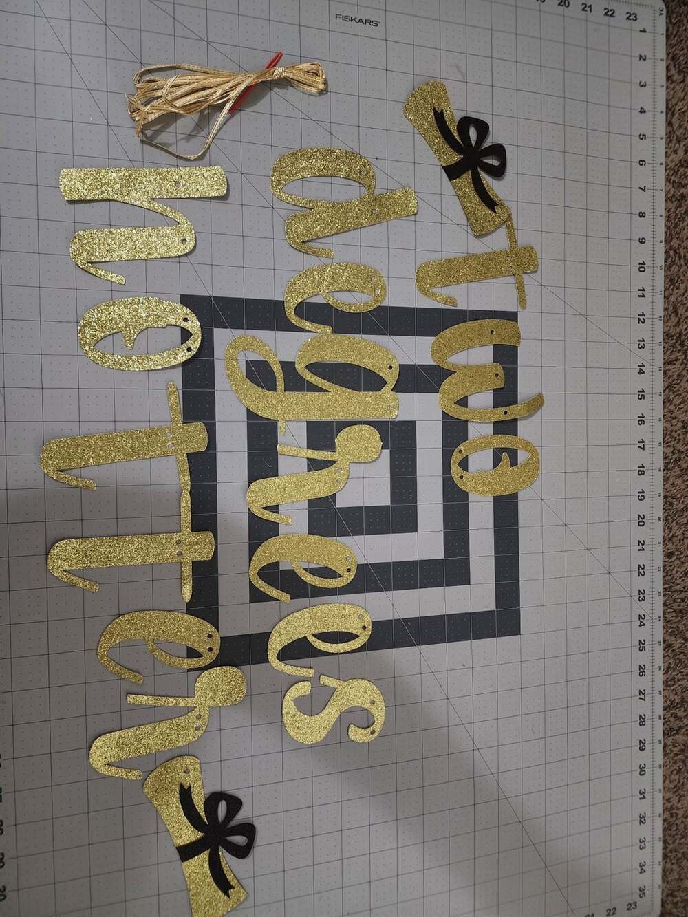 Two Degrees Hotter Graduation Gold Glitter Banner